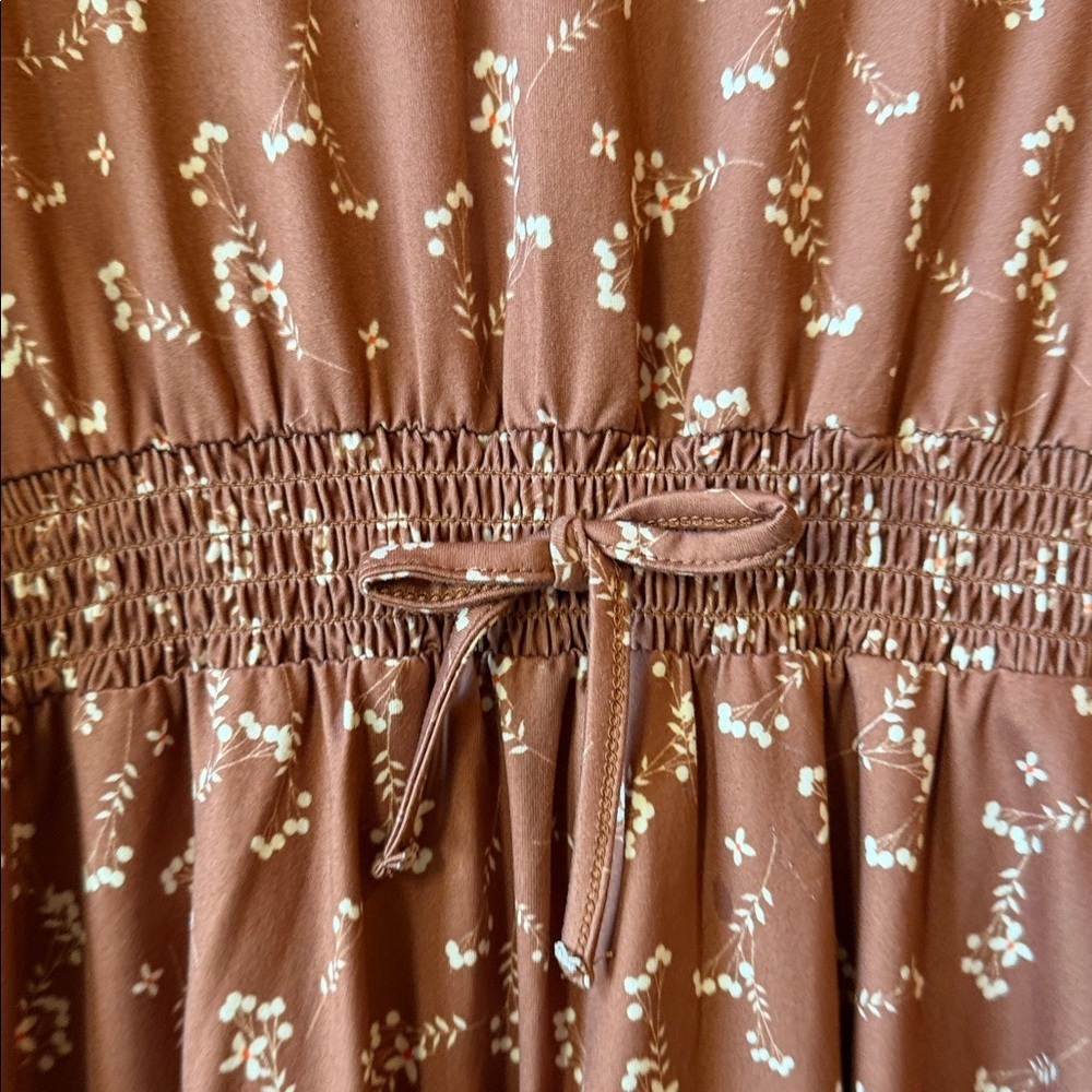 Adorable Brown Floral Kids Dress - Picture 3 of 9
